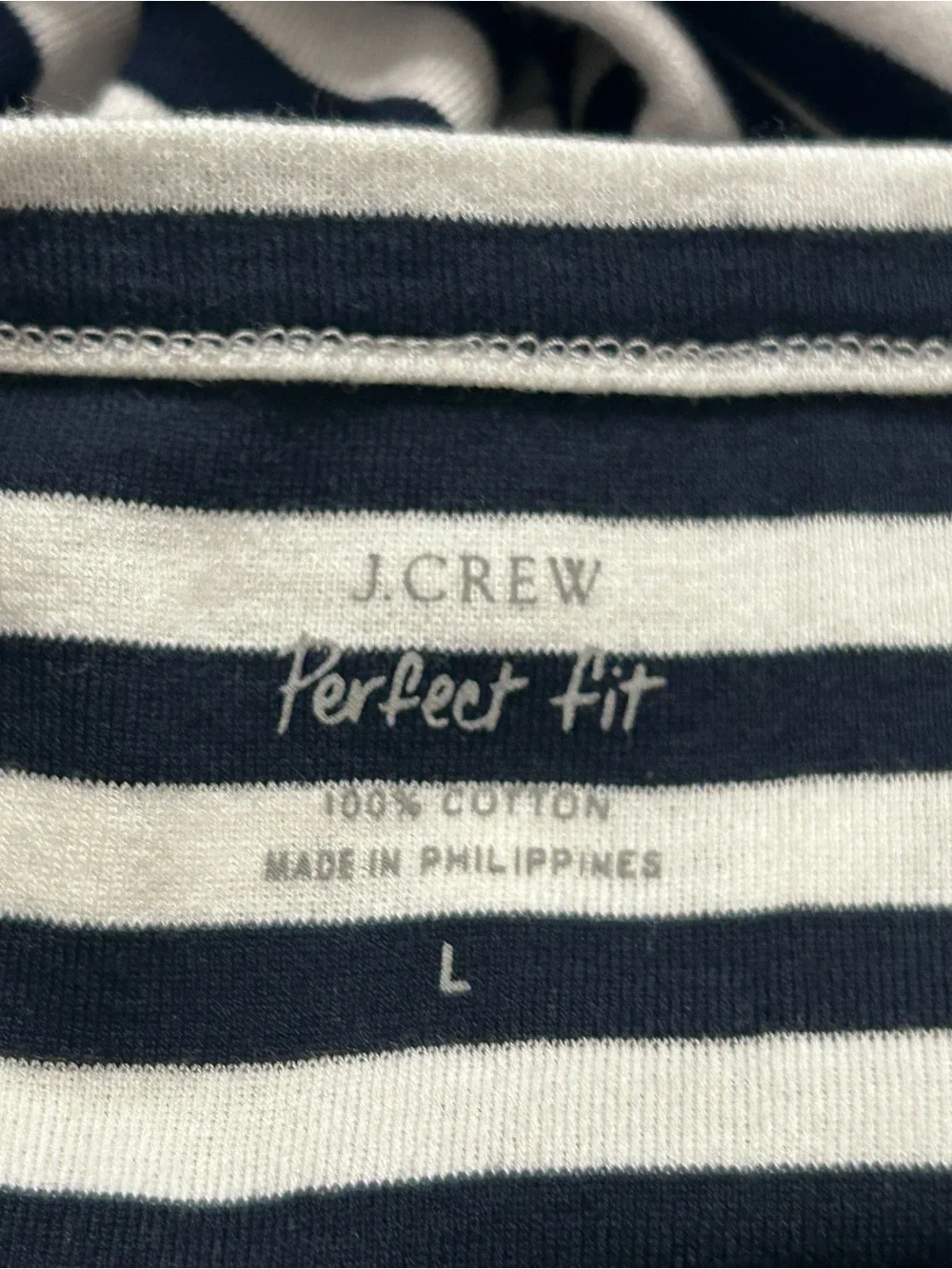 NWT J.Crew Women's Slim Perfect T-Shirt Navy Ivory Stripe Short Sleeve Sz Large